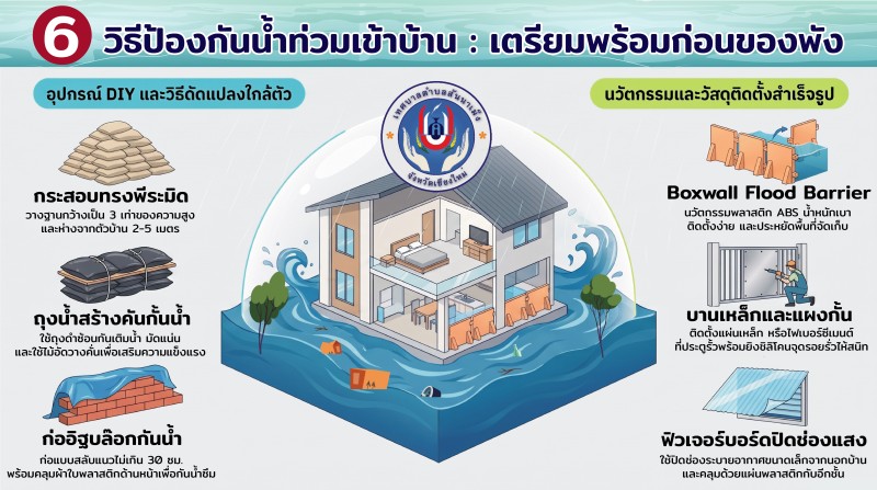 6 วิธีป้องกันน้ำท่วมเข้าบ้าน: เตรียมพร้อมก่อนของพัง ด้วยอุปกรณ์ DIY และนวัตกรรมสำเร็จรูป