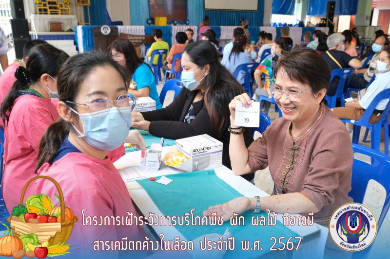 เทศบาลตำบลสันนาเม็ง จัดโครงการเฝ้าระวังการบริโภคพืช ผัก ผลไม้ ที่อาจมีสารเคมีตกค้างในเลือด ประจำปี พ.ศ. 2567